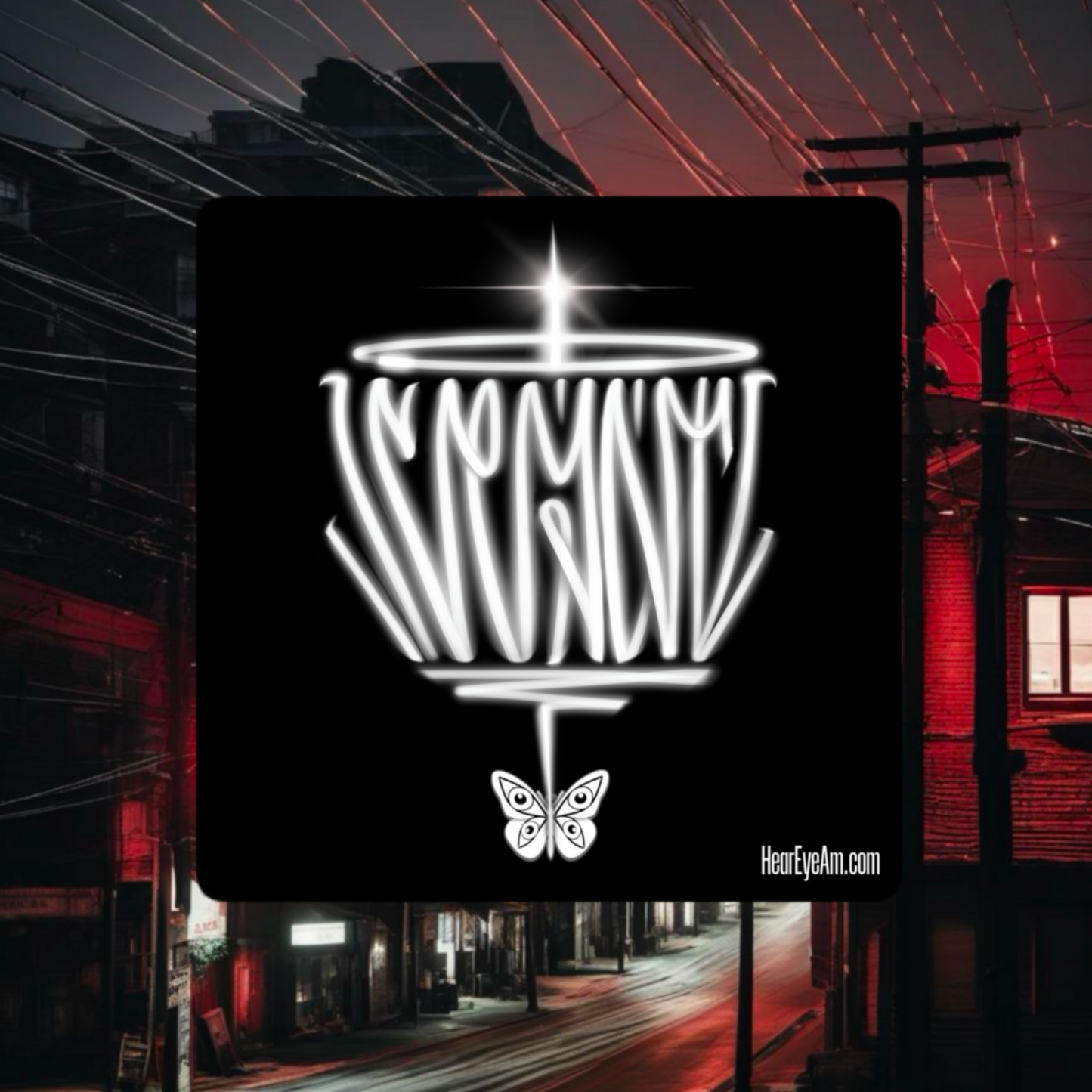 HearEyeAm Sticker (Single Slap) | Ceynt NYC | EyeF.L.Y Handstyle Sticker