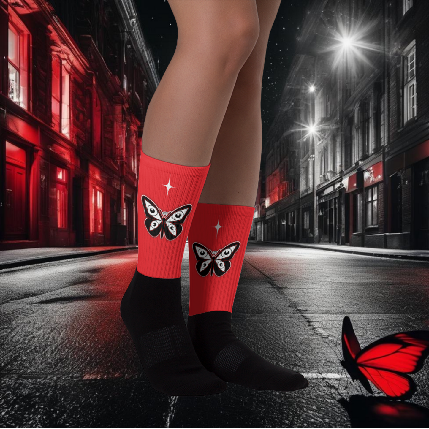 HearEyeAm | EyeF.L.Y Crew Socks (Red)