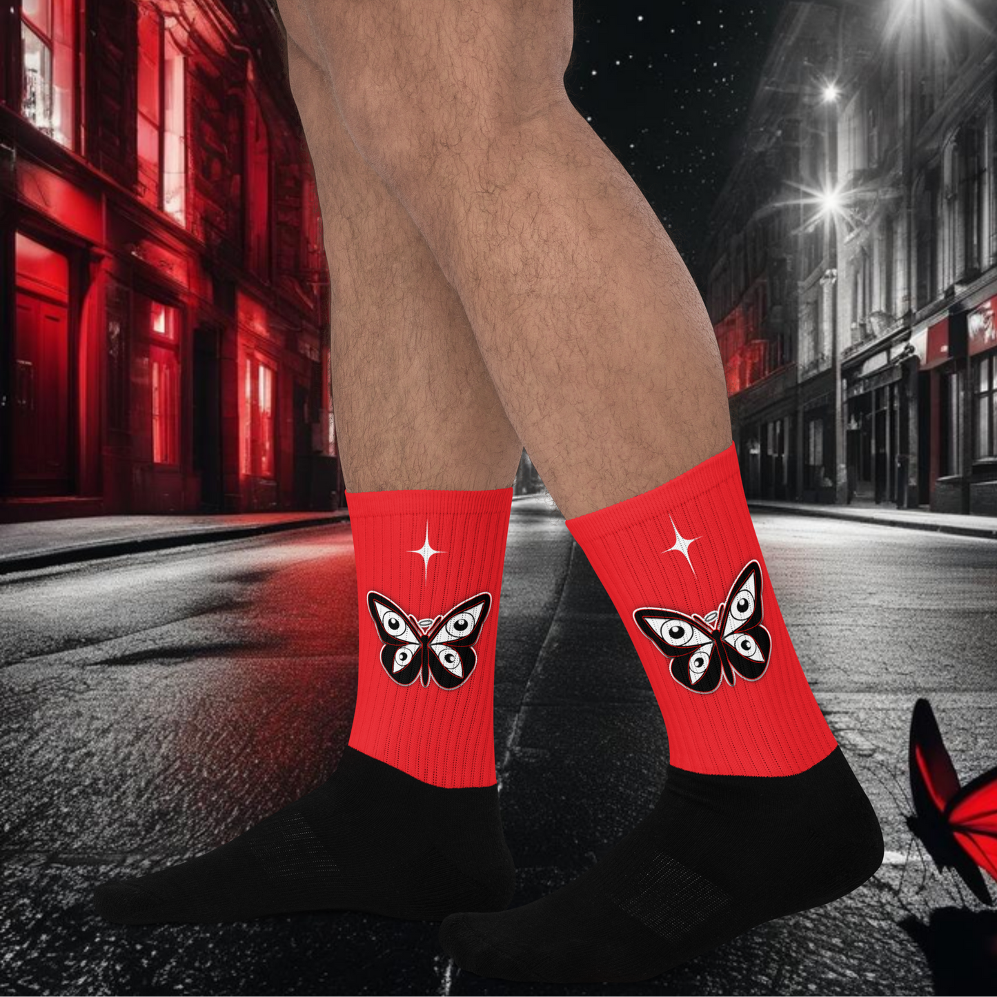 HearEyeAm | EyeF.L.Y Crew Socks (Red)