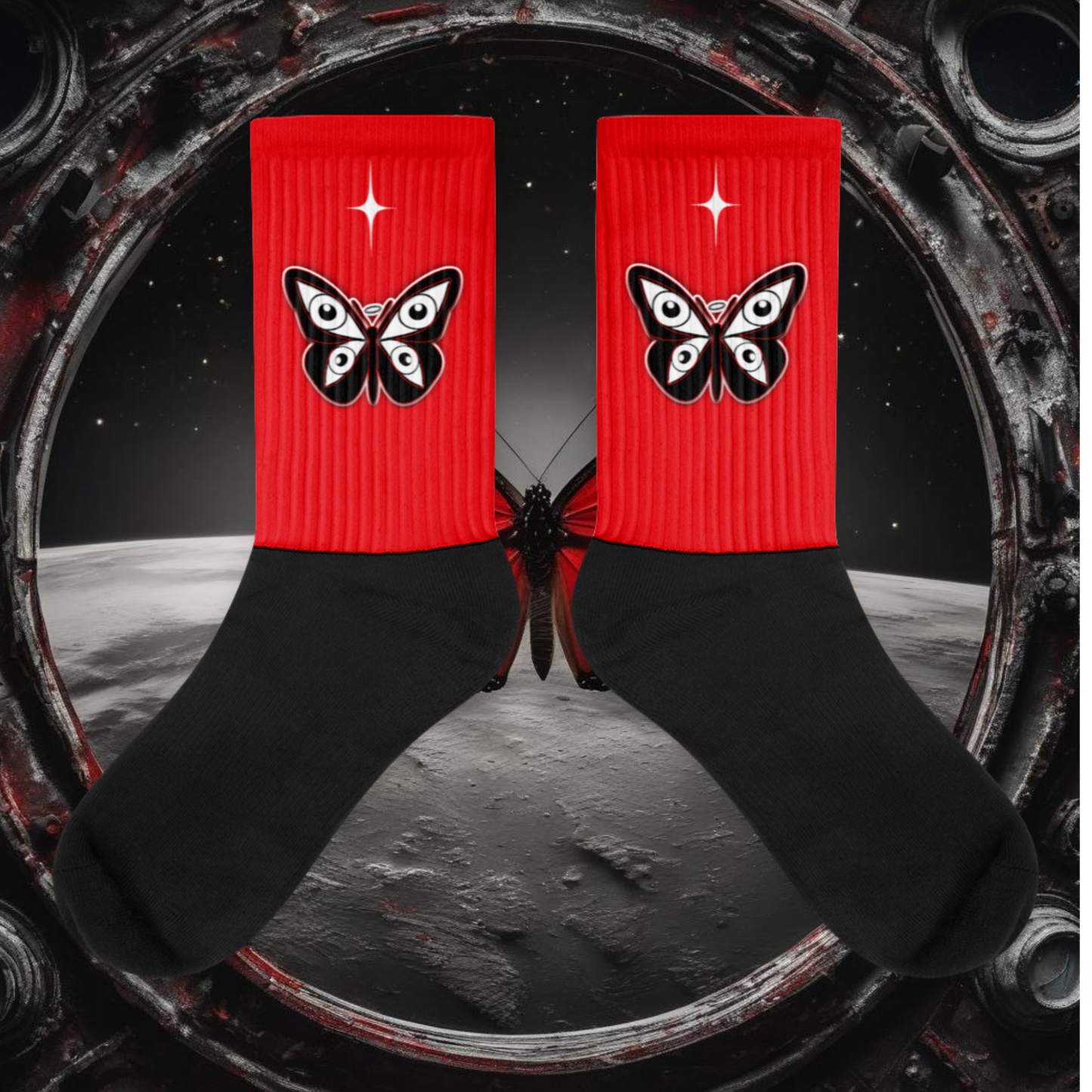 HearEyeAm | EyeF.L.Y Crew Socks (Red)